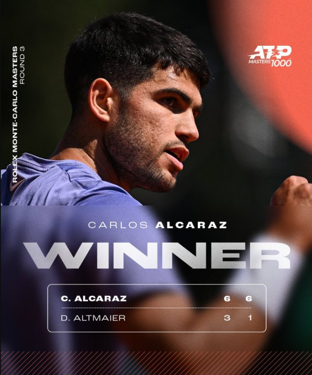 关于蒙特卡洛大师赛横扫年终总决赛,阿尔卡拉斯统治全场的信息 关于蒙特卡洛大师赛横扫年终总决赛,阿尔卡拉斯统治全场的信息